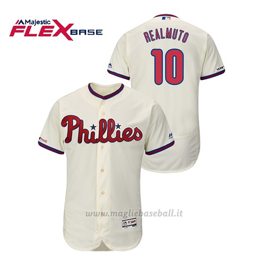 Maglia Baseball Uomo Philadelphia Phillies J.t. Realmuto 150th Aniversario Patch Flex Base Crema